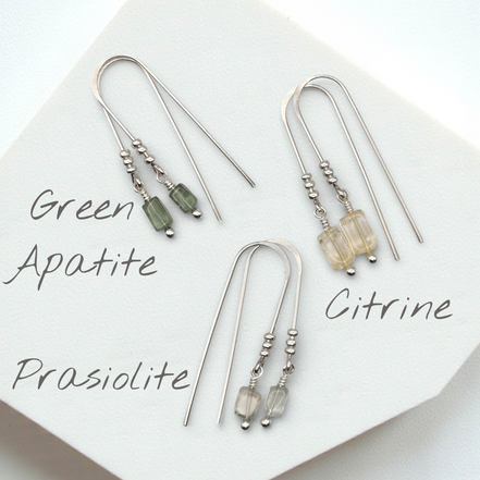 Mini Gemstone Threaders - Dark Forest Earrings Bijou by SAM