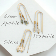 Mini Gemstone Threaders - Dark Forest Earrings Bijou by SAM