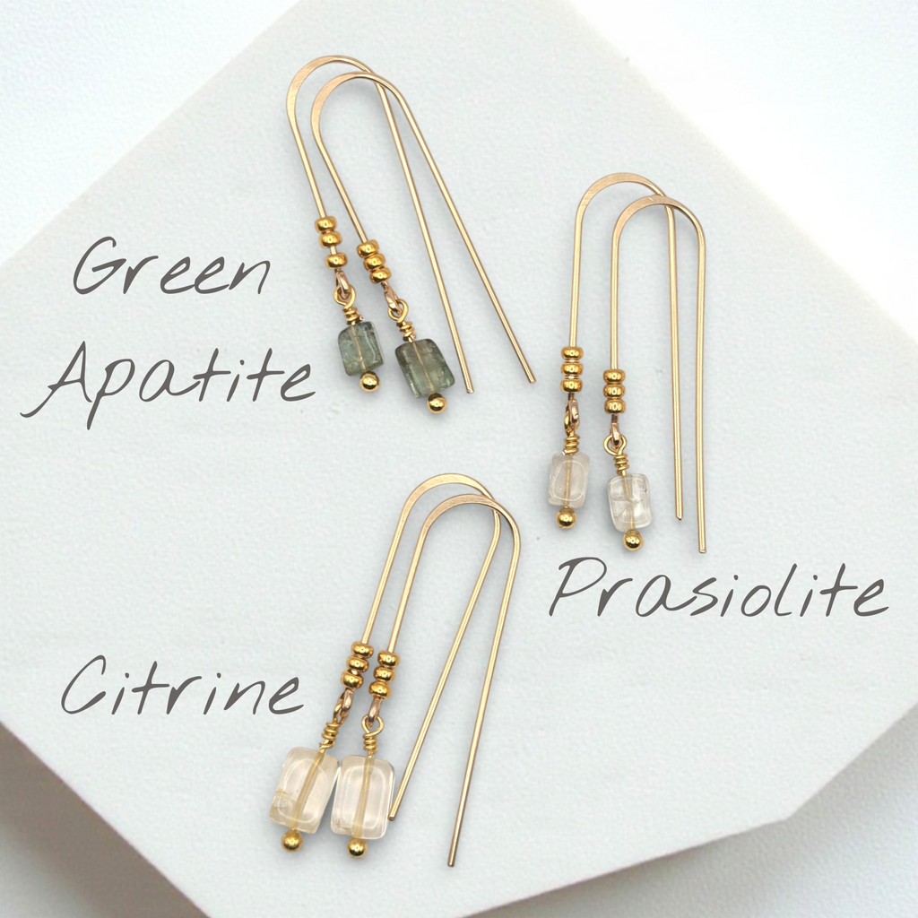 Mini Gemstone Threaders - Dark Forest Earrings Bijou by SAM