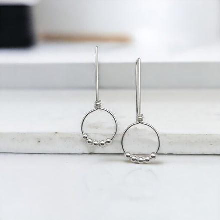 Sterling Silver Beaded Hoop Threaders Earrings Bijou by SAM   