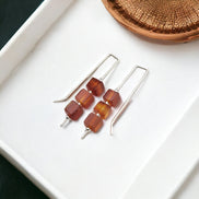 Silver Threaders with Carnelian Cubes Earrings Bijou by SAM   