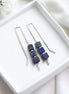 Silver Threaders with Lapis Lazuli Cubes Earrings Bijou by SAM   