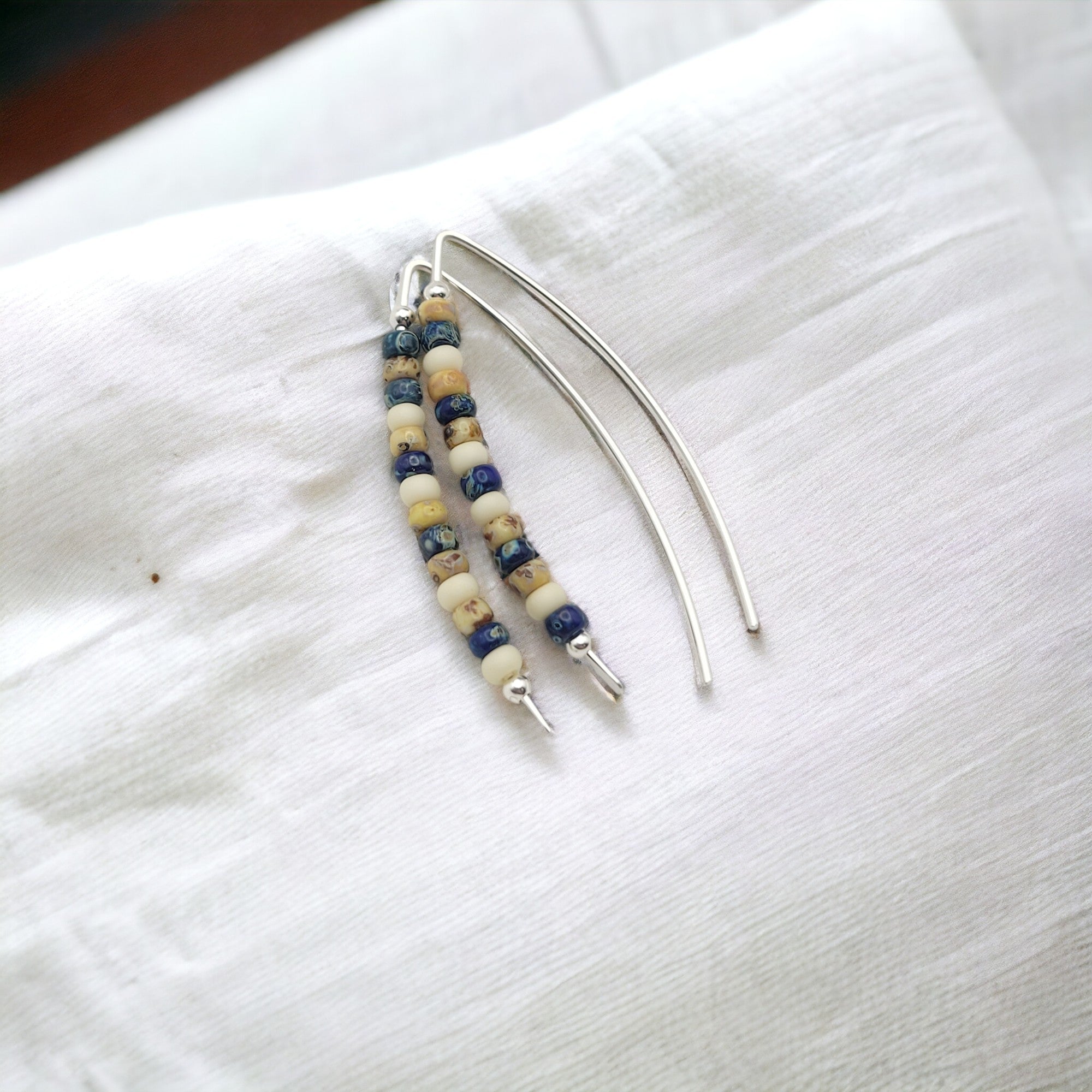 Wish - Silver, Tan & Blue Earrings Bijou by SAM   