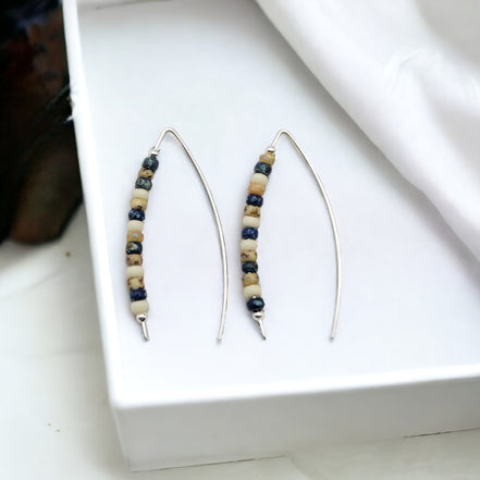 Wish - Silver, Tan & Blue Earrings Bijou by SAM   