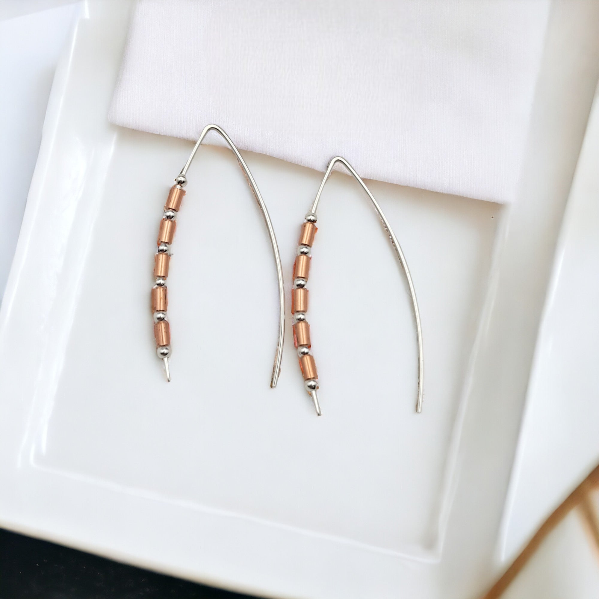 Wish - Copper Tube Beads Earrings Bijou by SAM   