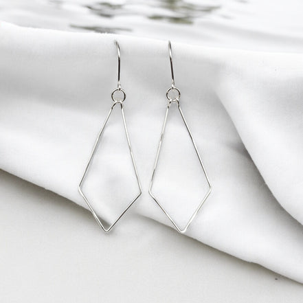 Silver Geometric Hoops  Etsy   