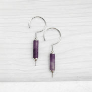 Mystique - Silver & Amethyst Hook Threaders Earrings Bijou by SAM   