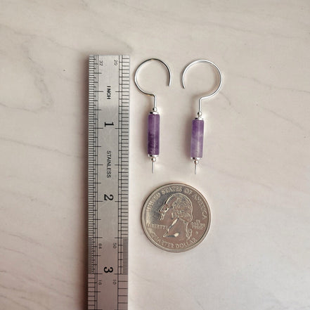 Mystique - Silver & Amethyst Hook Threaders Earrings Bijou by SAM   