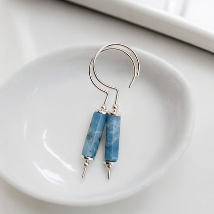 Mystique - Silver & Larimar Hook Threaders Earrings Bijou by SAM   