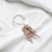 Mystique - Silver and Red Jasper Hook Threaders Earrings Bijou by SAM   