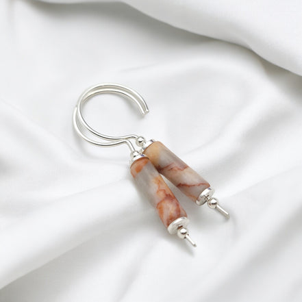 Mystique - Silver and Red Jasper Hook Threaders Earrings Bijou by SAM   