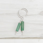 Mystique - Silver & Green Aventurine Hook Threaders Earrings Bijou by SAM   