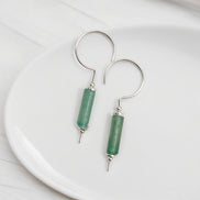 Mystique - Silver & Green Aventurine Hook Threaders Earrings Bijou by SAM   