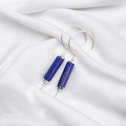 Mystique - Silver & Lapis Lazuli Hook Threaders Earrings Bijou by SAM   