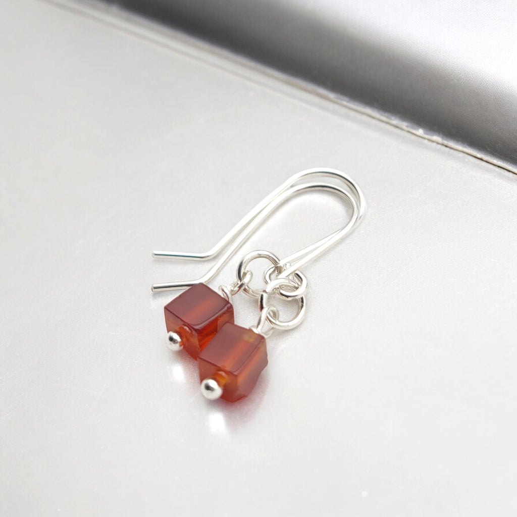 Cube - Carnelian & Sterling Silver Earrings Earrings Bijou by SAM   