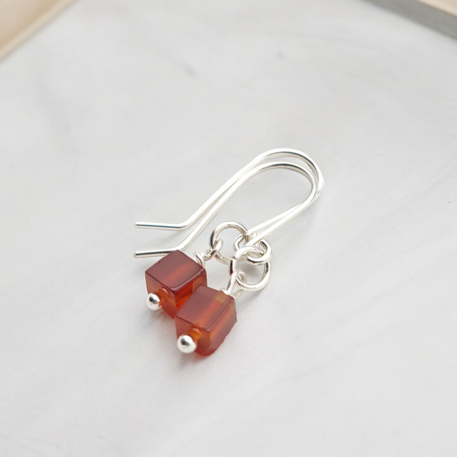 Cube - Carnelian & Silver Earrings Earrings Bijou by SAM Sterling Silver
