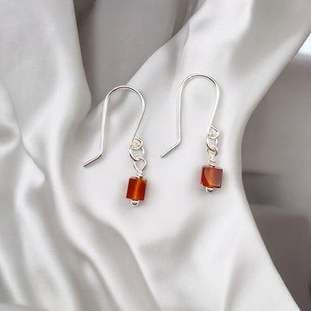 Cube - Carnelian & Silver Earrings Earrings Bijou by SAM