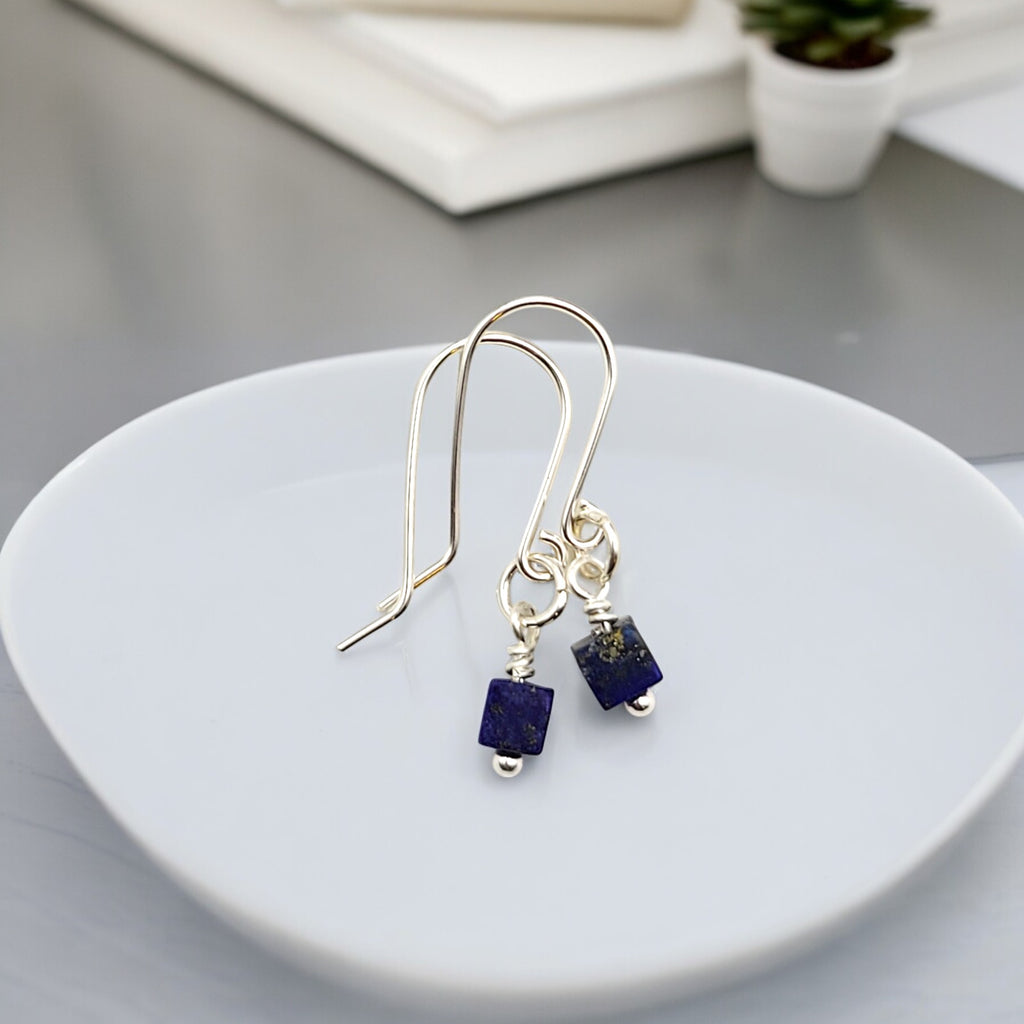 Cube -Small Lapis Lazuli & Silver Earrings Earrings Bijou by SAM   