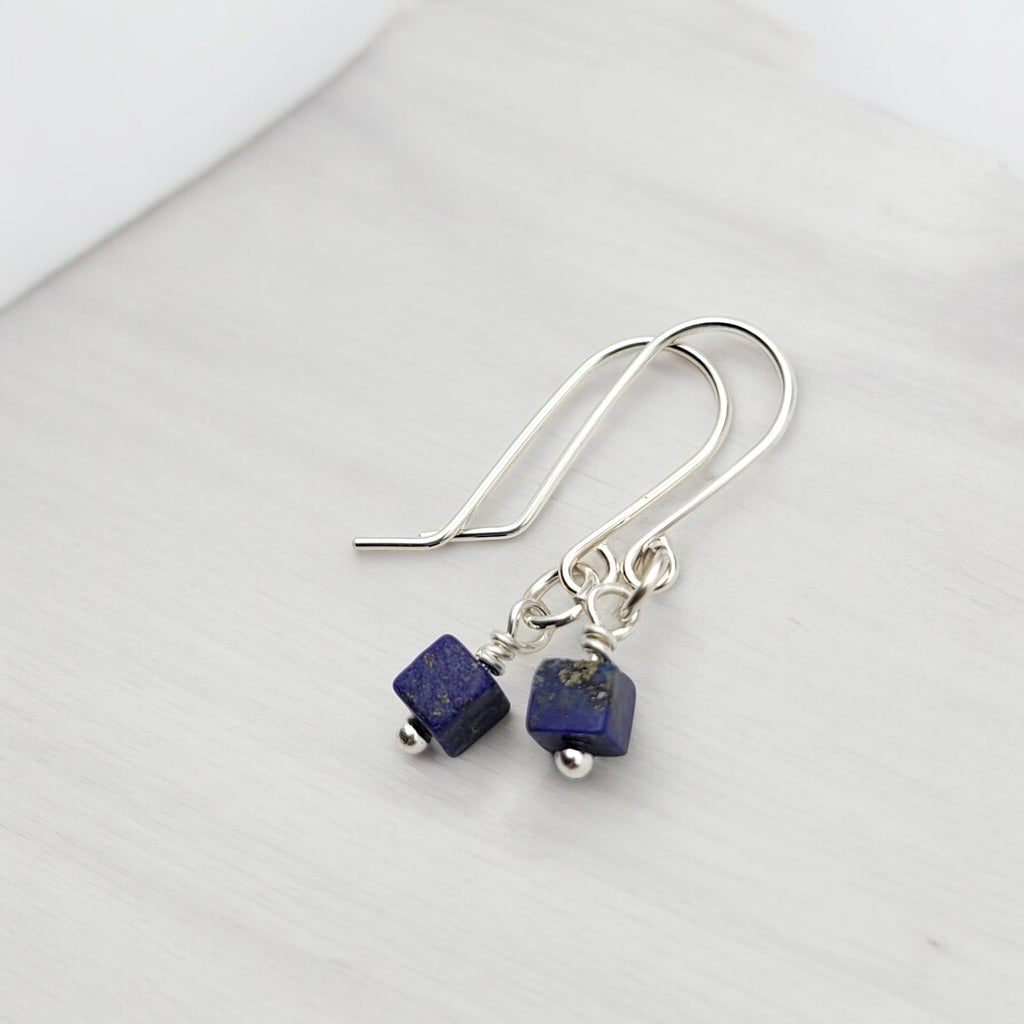 Cube -Small Lapis Lazuli & Silver Earrings Earrings Bijou by SAM   