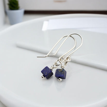 Cube -Small Lapis Lazuli & Silver Earrings Earrings Bijou by SAM Sterling Silver