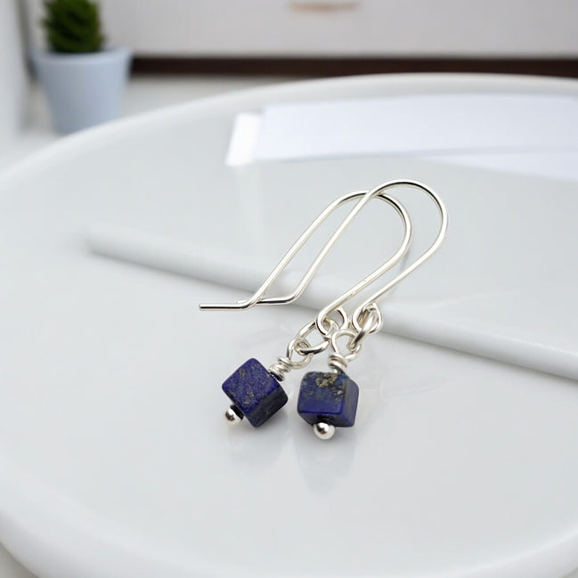 Cube -Small Lapis Lazuli & Silver Earrings Earrings Bijou by SAM Sterling Silver