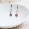 Cube - Pink Rhodonite & Sterling Silver Earrings Bijou by SAM   