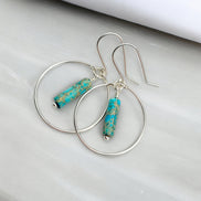 Mystique - Silver Hoop Earrings with Turquoise Earrings Bijou by SAM   
