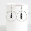 Mystique - Silver Hoops with Snowflake Obsidian Earrings Bijou by SAM   