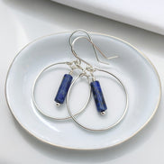 Mystique - Silver Hoops with Lapis Lazuli Earrings Bijou by SAM Sterling Silver
