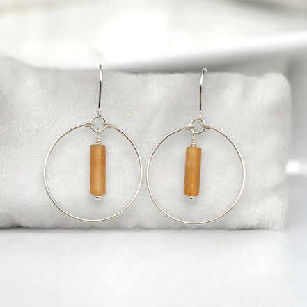 Mystique - Silver Hoop with Orange Aventurine Earrings Bijou by SAM Silver-plated