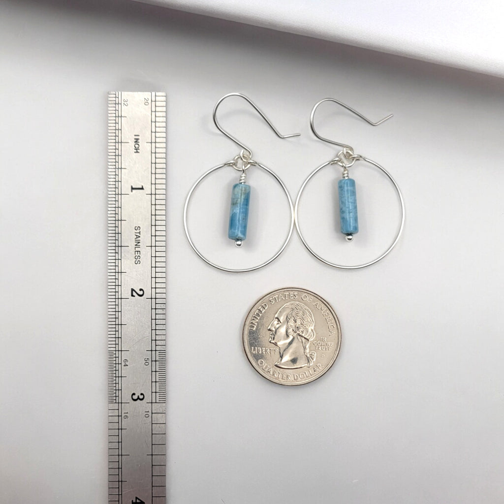 Mystique - Silver Hoops with Larimar Quartz Earrings Bijou by SAM   