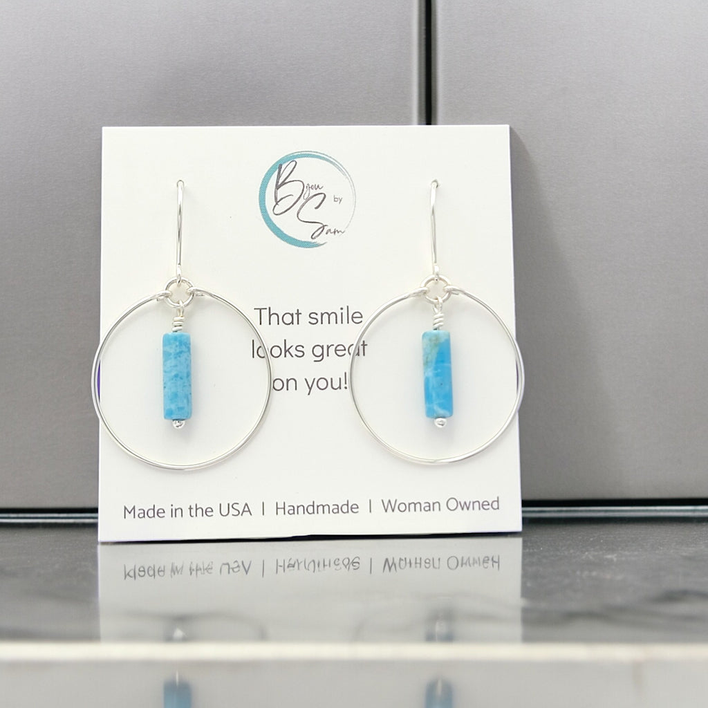 Mystique - Silver Hoops with Larimar Quartz Earrings Bijou by SAM   