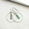 Mystique - Silver Hoops with Green Aventurine Earrings Bijou by SAM   