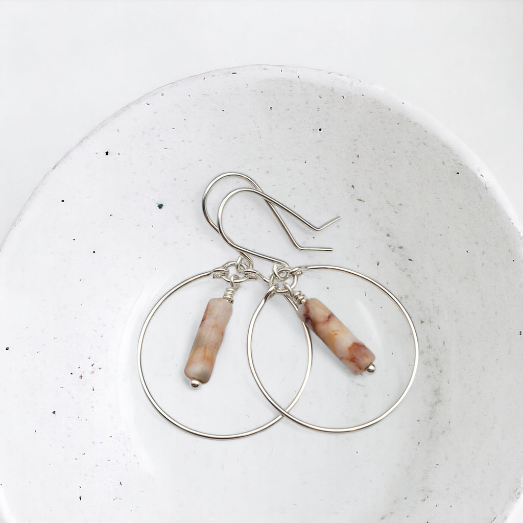 Mystique - Silver Hoops with Redline Jasper Earrings Bijou by SAM   