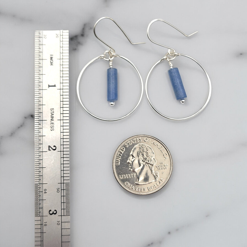 Mystique - Silver Hoops with Blue Aventurine Earrings Bijou by SAM   