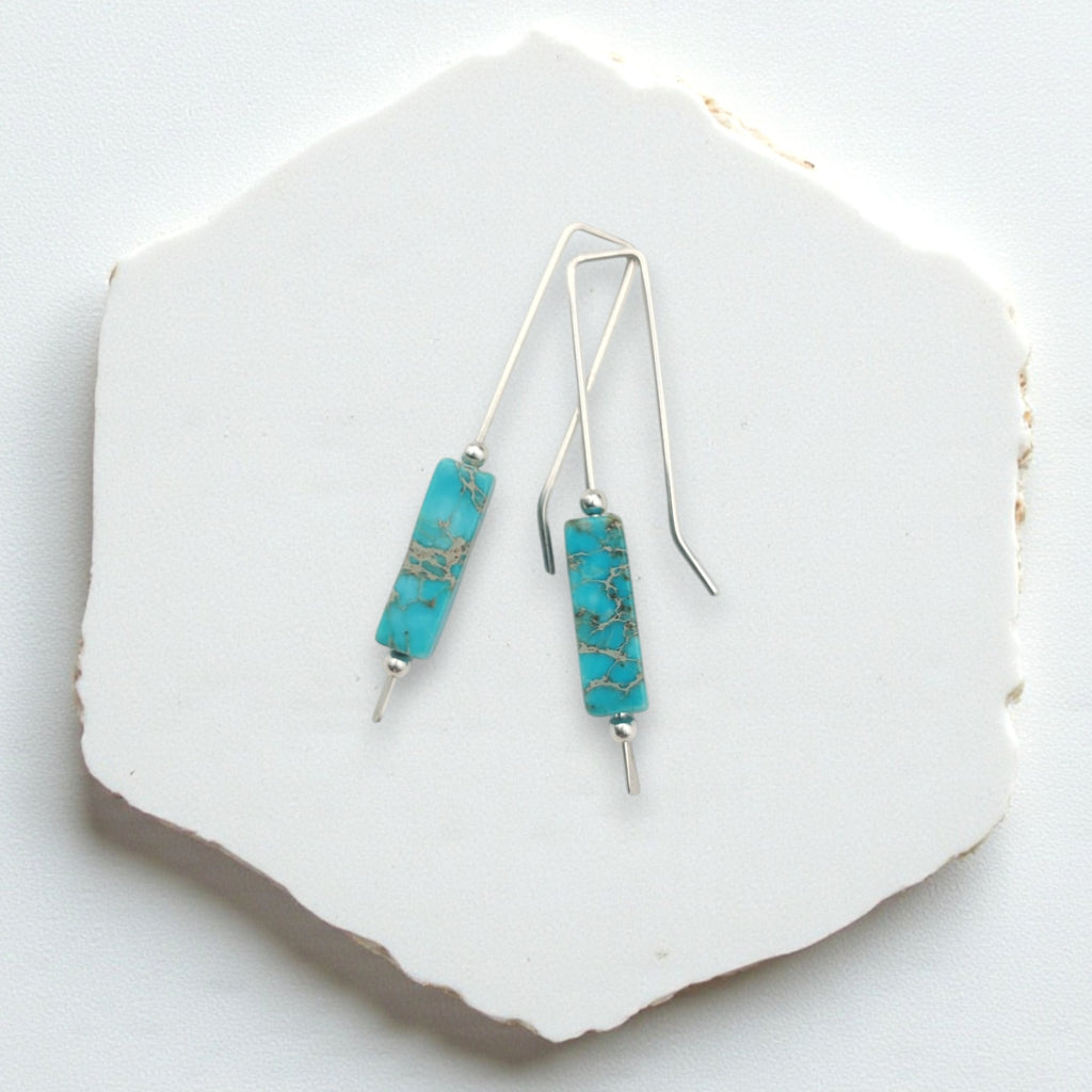 Turqouise & Sterling Silver Threader Earrings Earrings Bijou by SAM