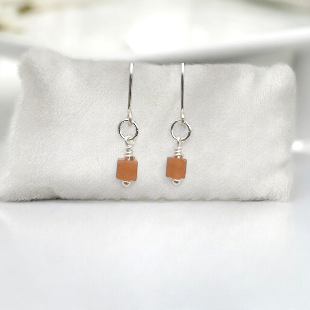 Cube - Orange Aventurine & Silver Earrings Bijou by SAM   