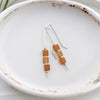 Cube - Orange Aventurine & Sterling Silver Threaders Earrings Bijou by SAM   