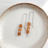 Cube - Orange Aventurine & Sterling Silver Threaders Earrings Bijou by SAM   