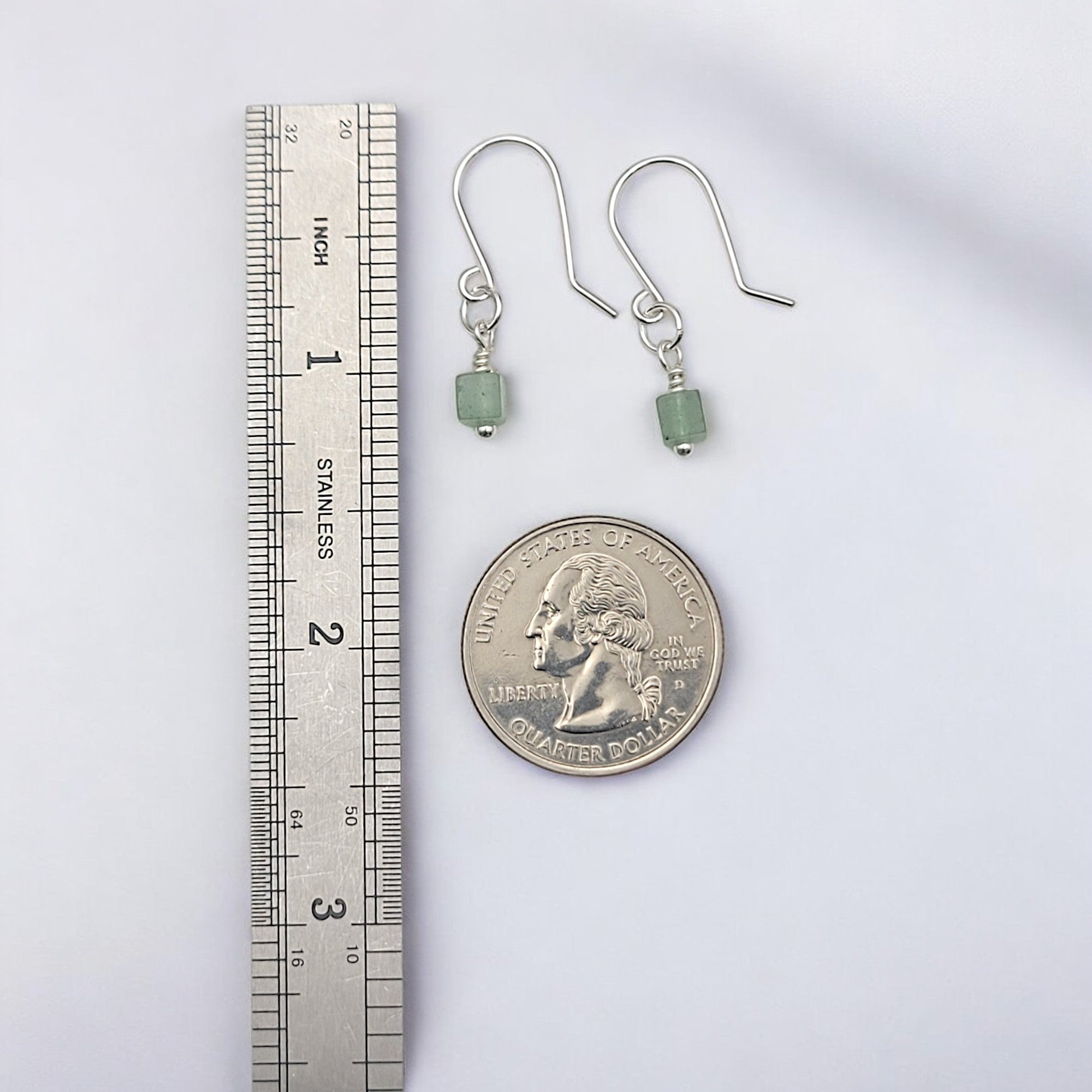 Cube - Green Aventurine & Silver Earrings Bijou by SAM