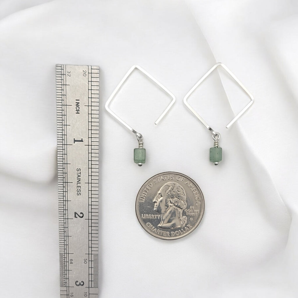 Cube - Green Aventurine Square Earrings Earrings Bijou by SAM   