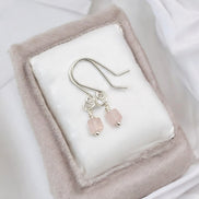 Cube - Small Rose Quartz Earrings Earrings Bijou by SAM Sterling Silver