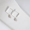 Cube - Square Threader Earrings with Rose Quartz Earrings Bijou by SAM   