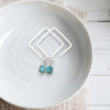 Cube - Silver Square Threaders with Turquoise Earrings Bijou by SAM   