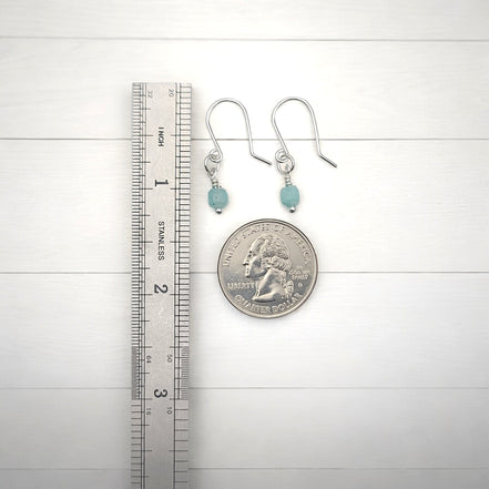 Cube - Small Silver & Amazonite Earrings Earrings Bijou by SAM