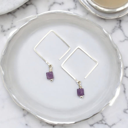 Cube - Square Threader with Amethyst  Bijou by SAM   
