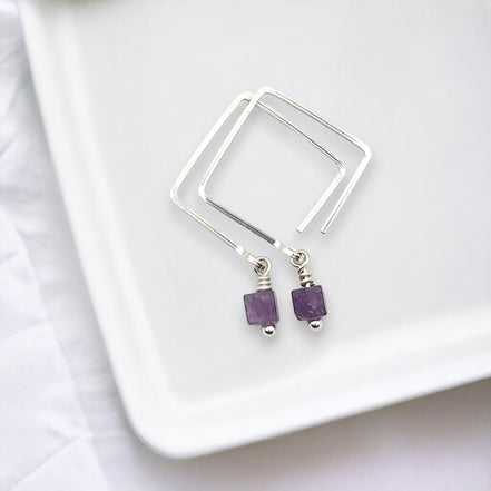 Cube - Square Threader with Amethyst  Bijou by SAM   