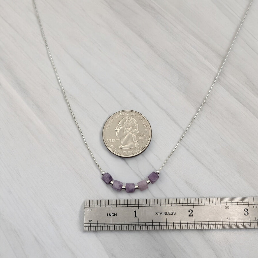 Cube - Sterling Silver & Amethyst Necklace Necklace Bijou by SAM   