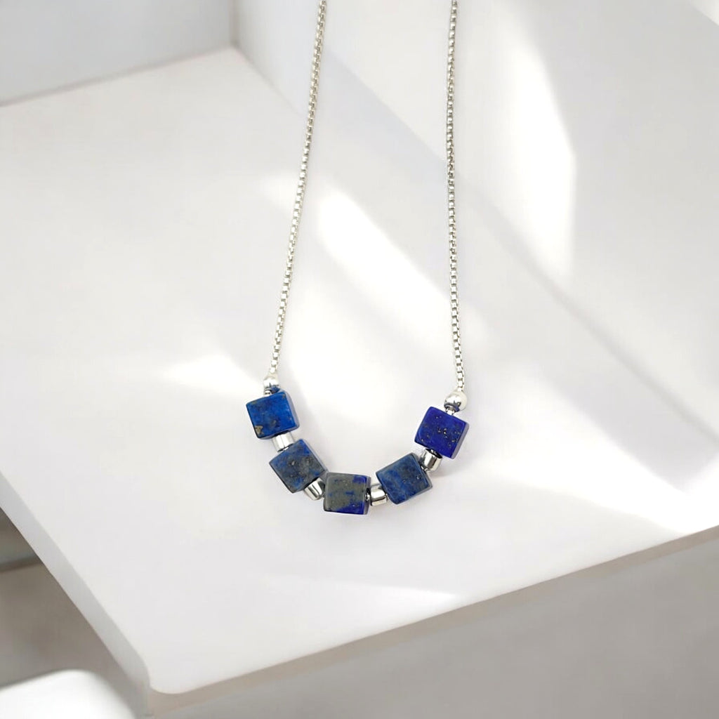 Cube - Silver & Lapis Lazuli Necklace Necklace Bijou by SAM   