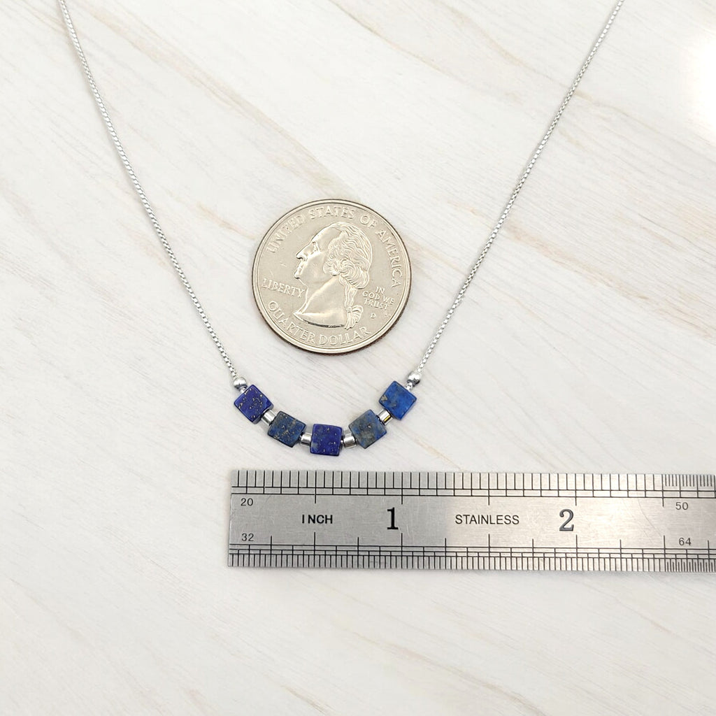 Cube - Silver & Lapis Lazuli Necklace Necklace Bijou by SAM   